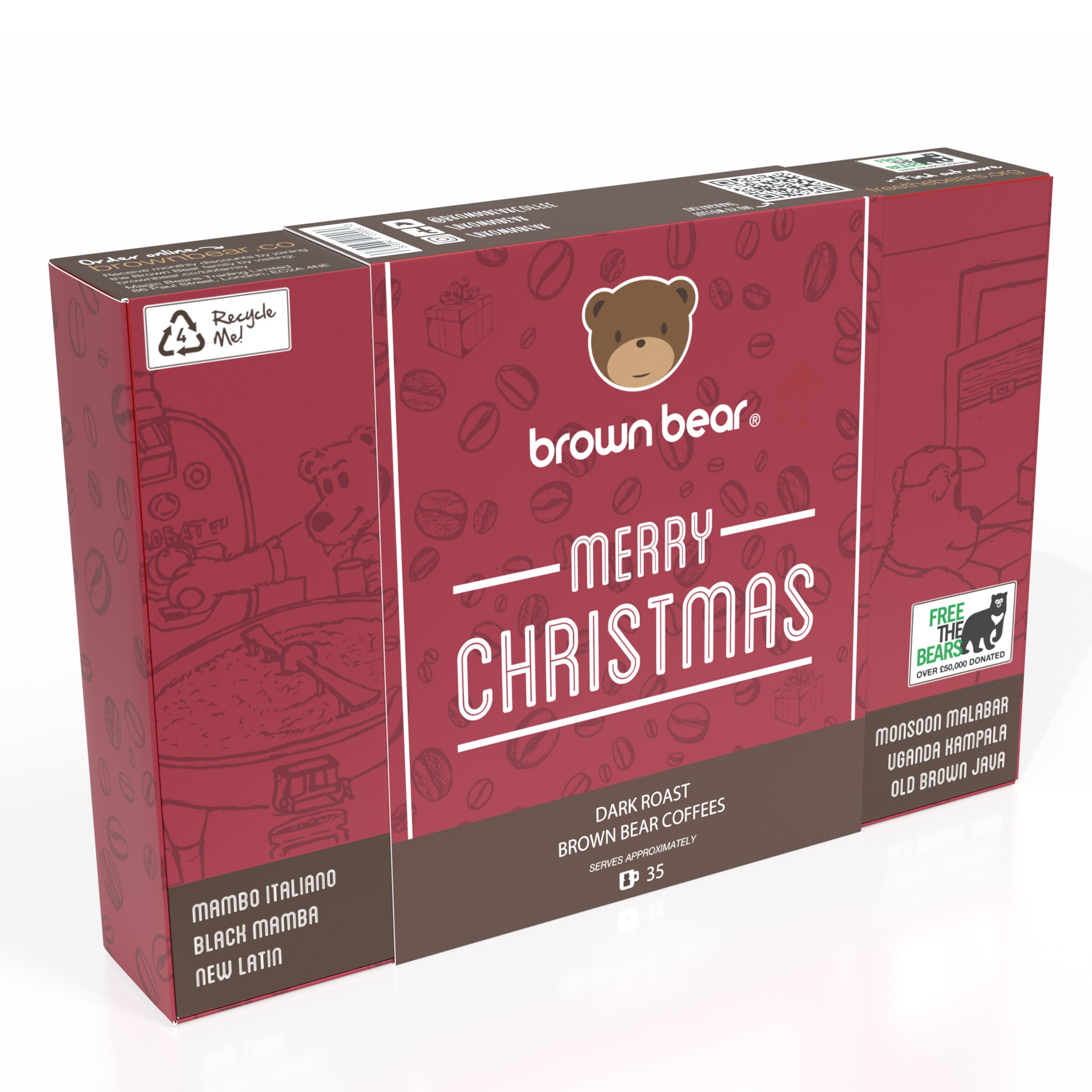 Merry Christmas Dark Roast Gift Box - 6 Coffees In one Box