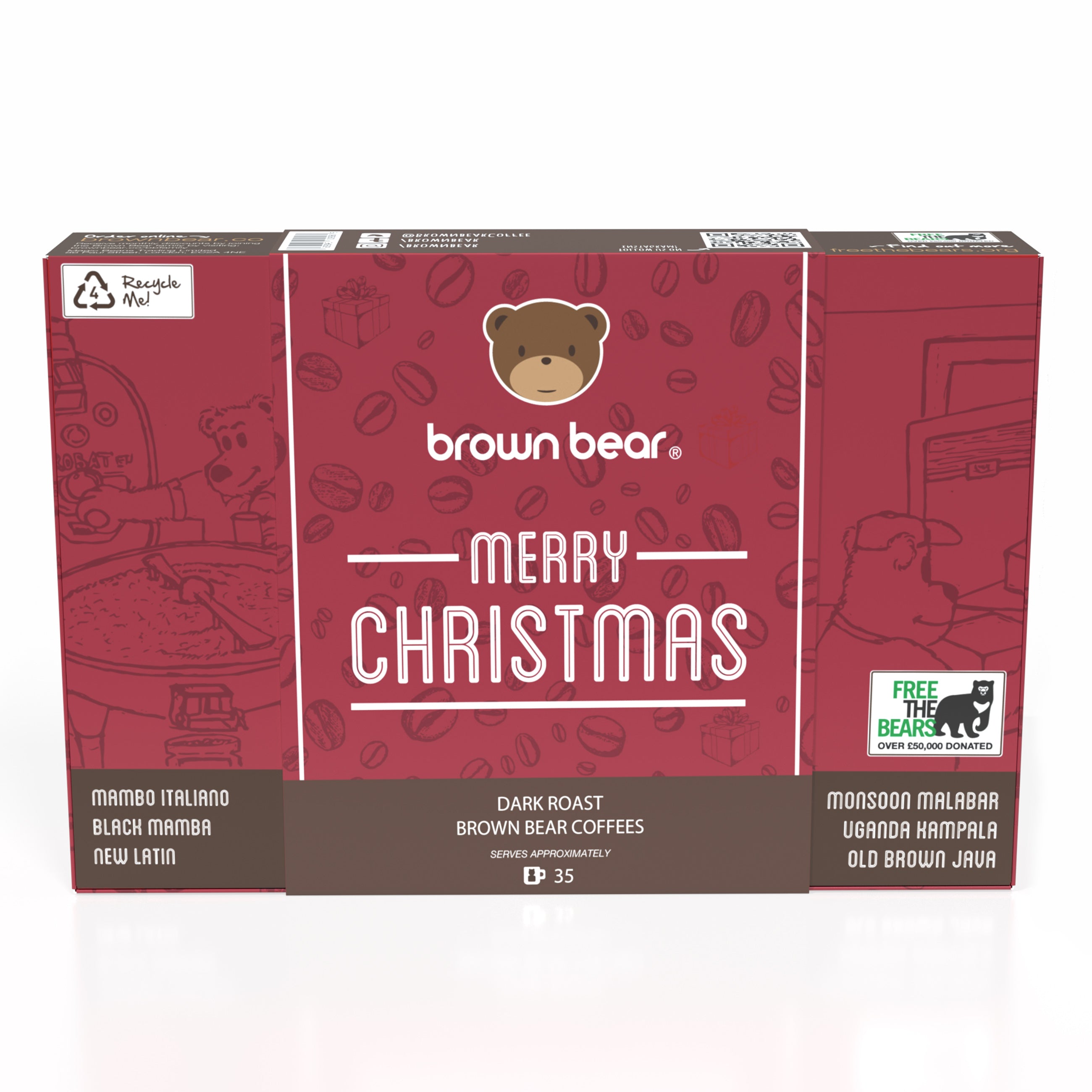Merry Christmas Dark Roast Gift Box - 6 Coffees In one Box
