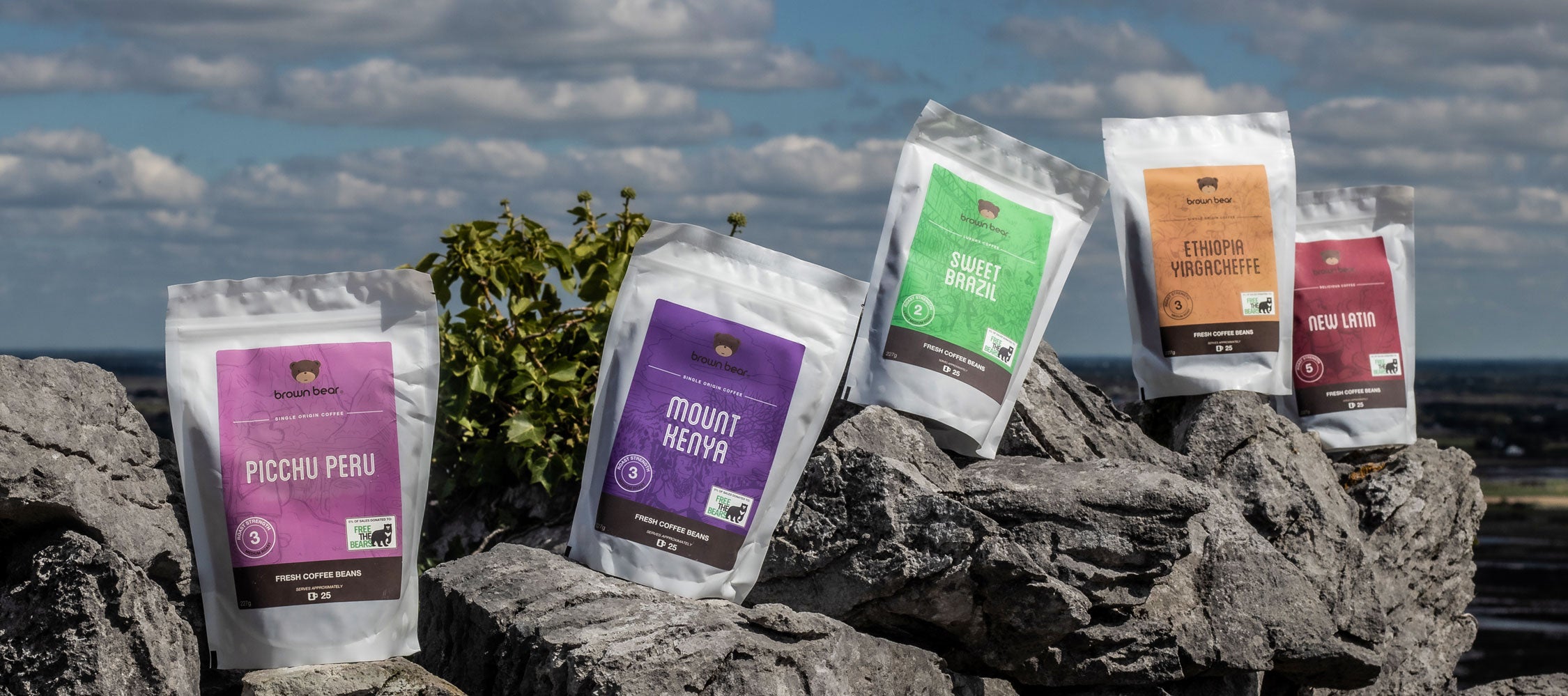 A selection of Brown Bear Coffees