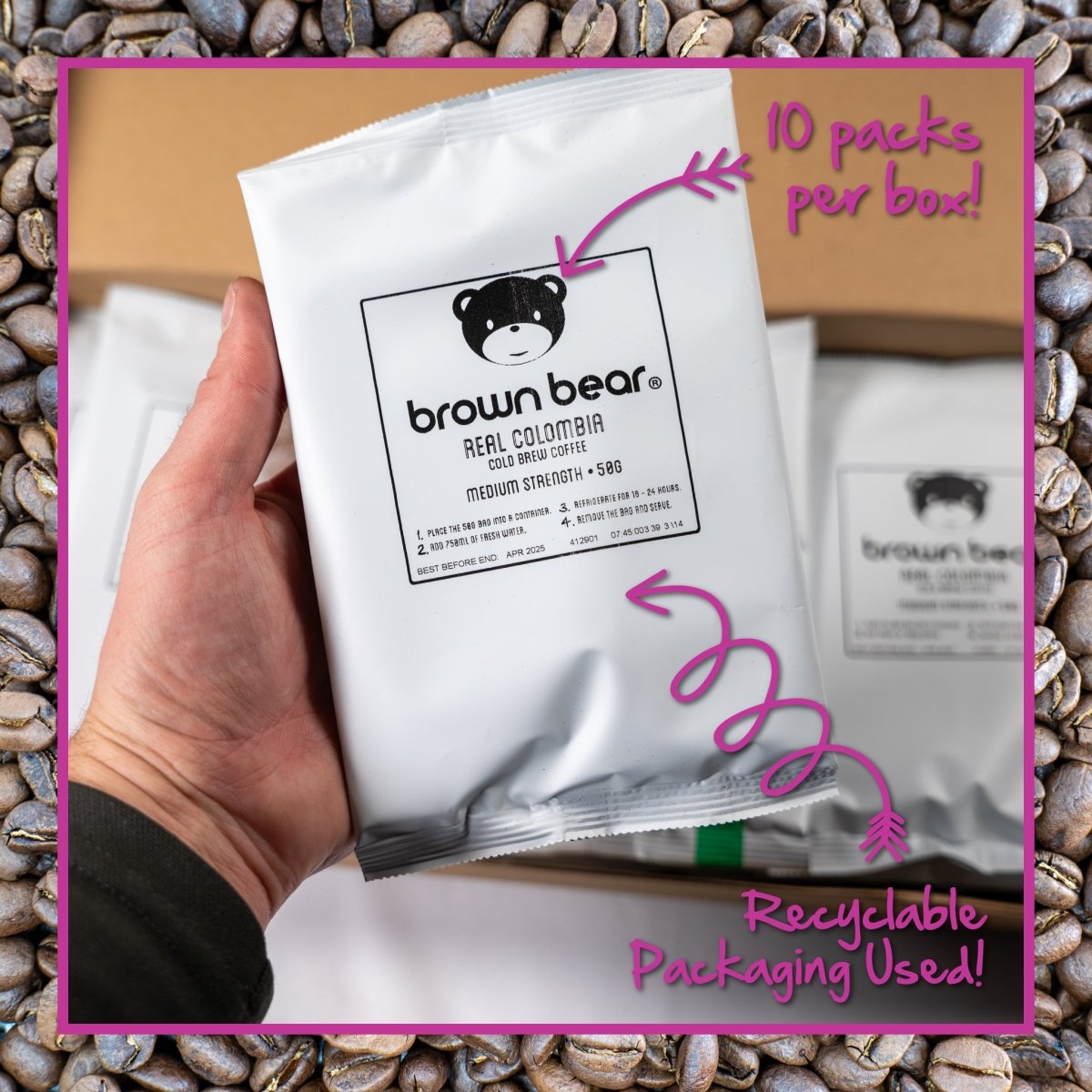 Cold Brew Coffee 10x50g | Real Colombian - Brown Bear Coffee