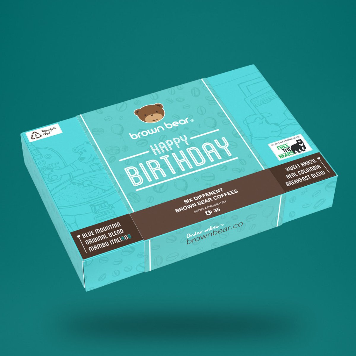 Happy Birthday Coffee Gift Box - 6 Coffees In one Box - Brown Bear Coffee