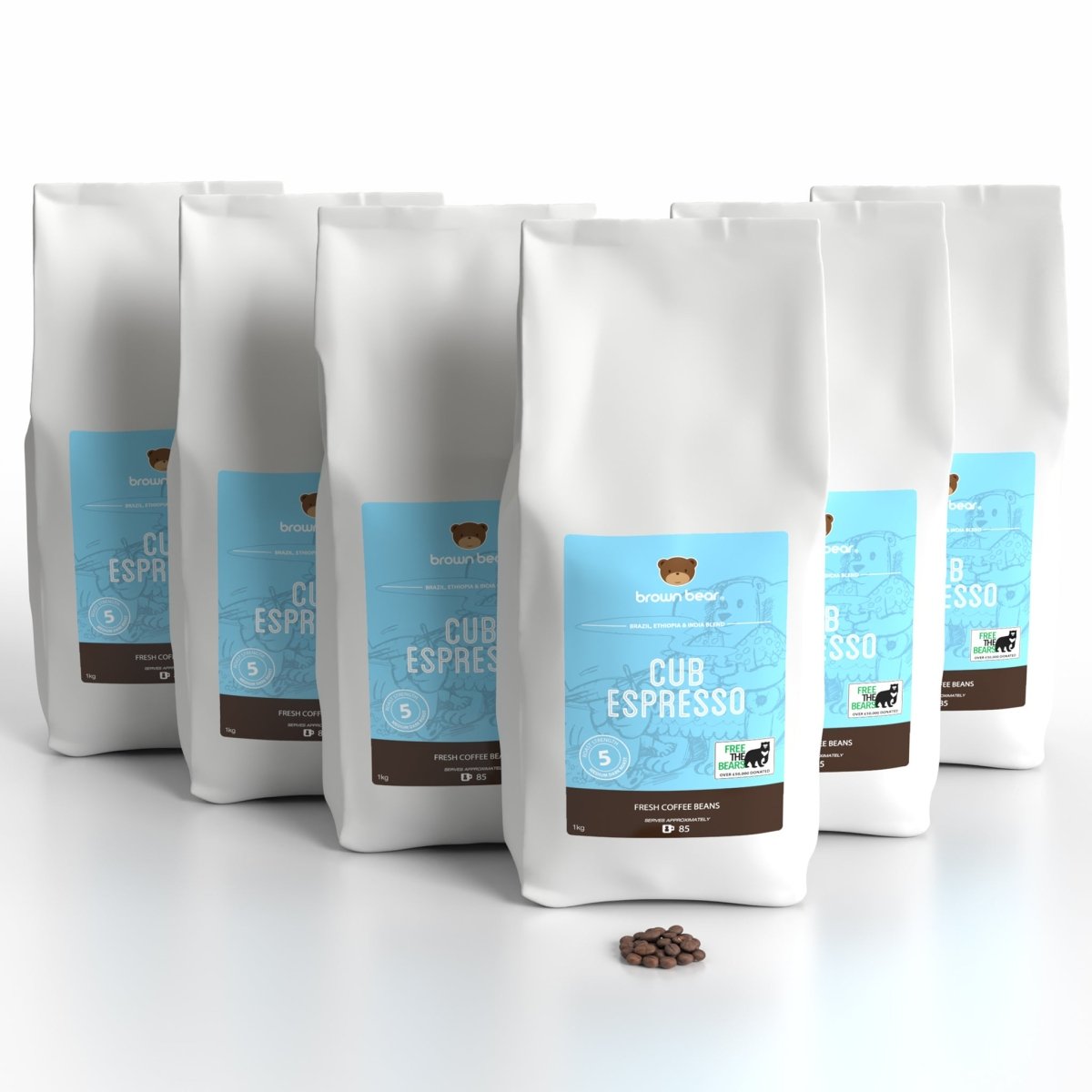 Medium Dark Roast Coffee Case 6x1kg - Cub Espresso - Brown Bear Coffee
