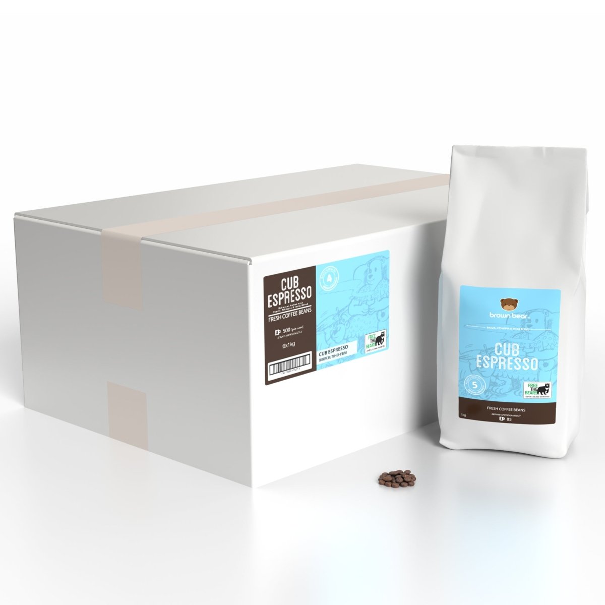 Medium Dark Roast Coffee Case 6x1kg - Cub Espresso - Brown Bear Coffee