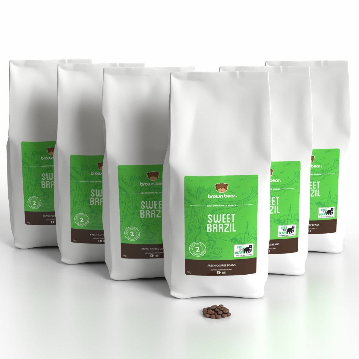 Medium Dark Roast Coffee Case 6x1kg - Sweet Brazil - Brown Bear Coffee