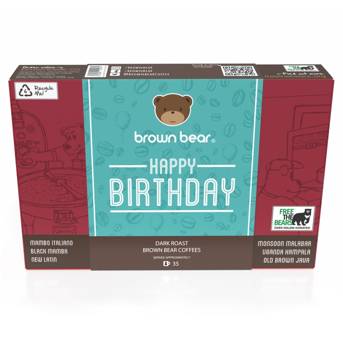 Merry Christmas Dark Roast Gift Box - 6 Coffees In one Box - Brown Bear Coffee