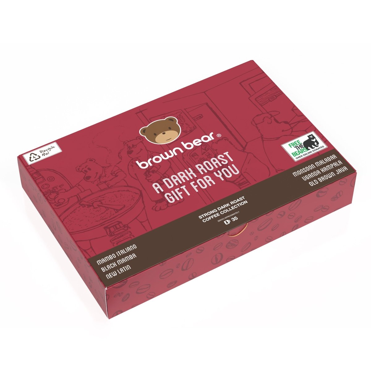 Merry Christmas Dark Roast Gift Box - 6 Coffees In one Box - Brown Bear Coffee