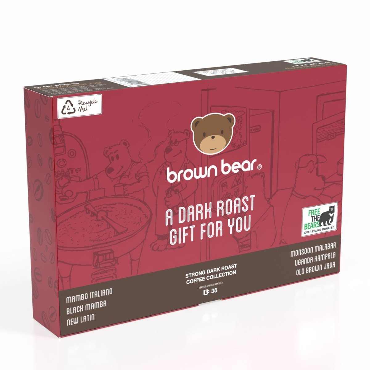 Merry Christmas Dark Roast Gift Box - 6 Coffees In one Box - Brown Bear Coffee