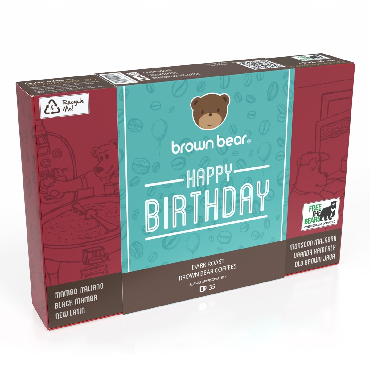 Merry Christmas Dark Roast Gift Box - 6 Coffees In one Box - Brown Bear Coffee