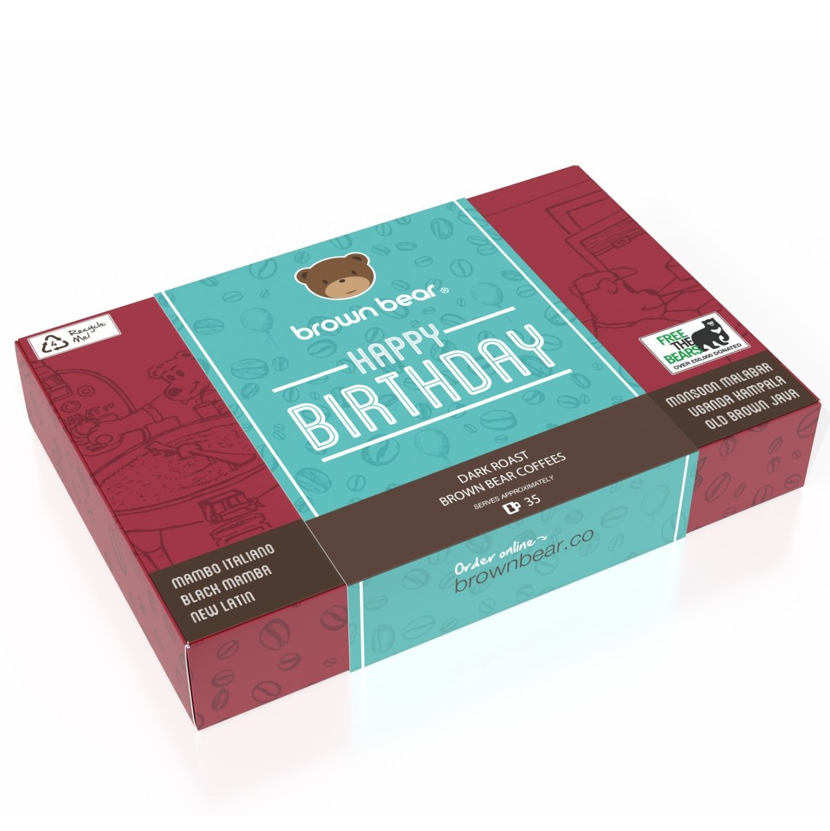 Merry Christmas Dark Roast Gift Box - 6 Coffees In one Box - Brown Bear Coffee
