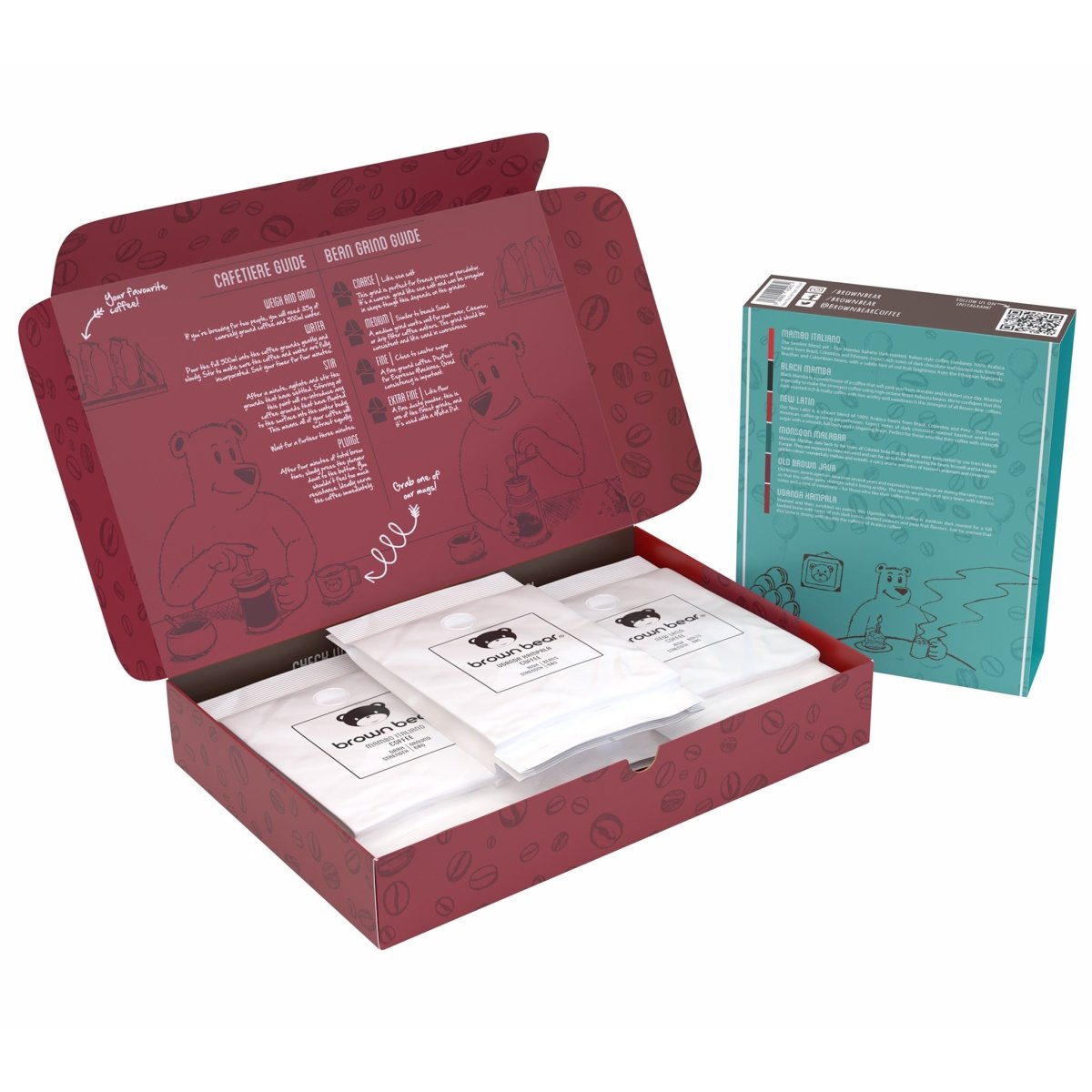 Merry Christmas Dark Roast Gift Box - 6 Coffees In one Box - Brown Bear Coffee