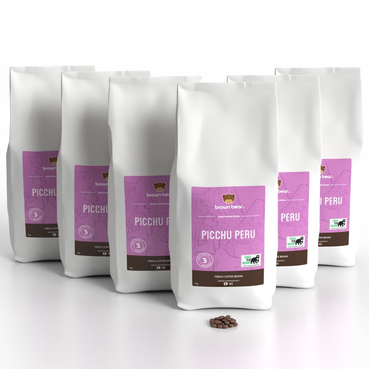 Peruvian Coffee Case 6x1kg - Medium Roast - Strength 3 - Picchu Peru - Brown Bear Coffee