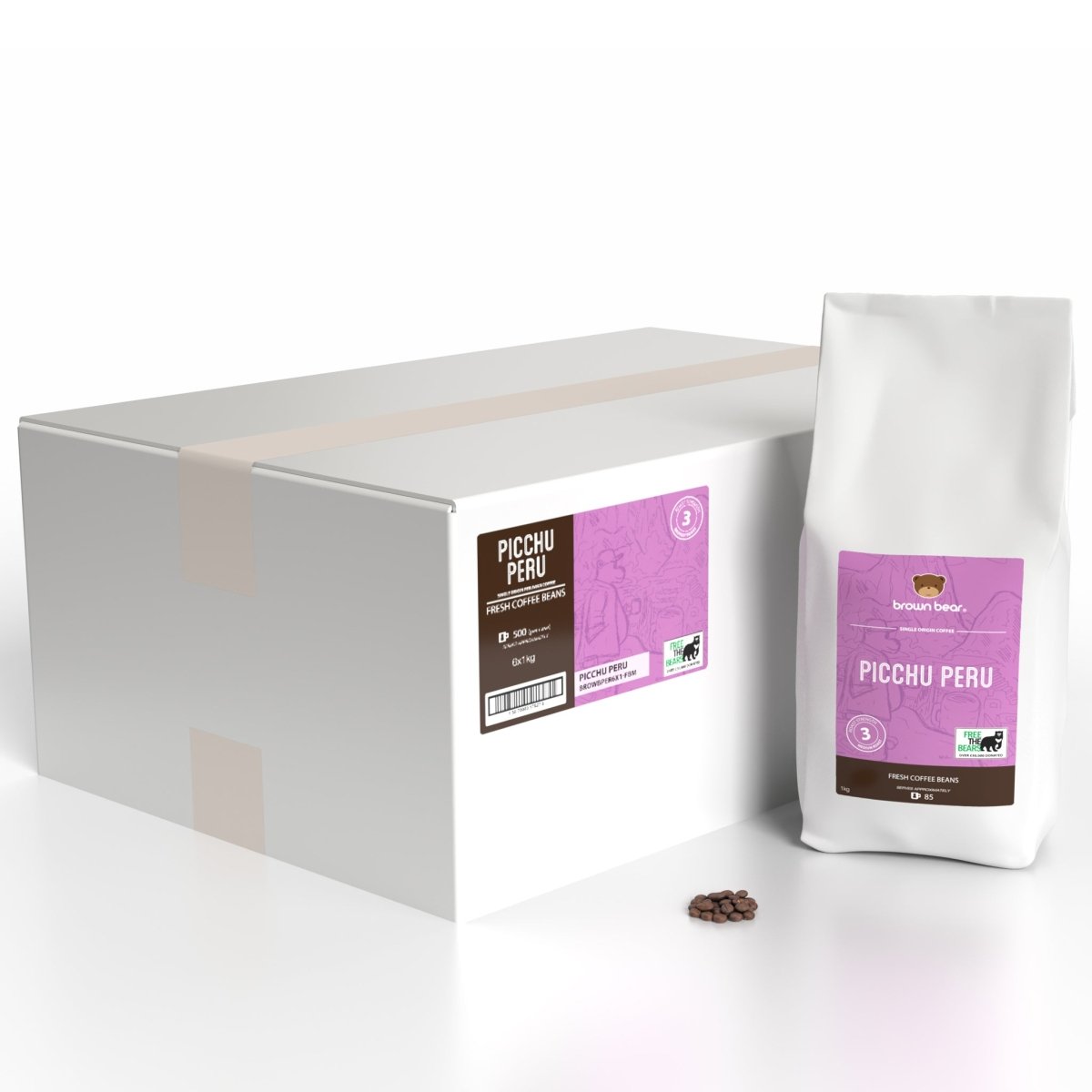 Peruvian Coffee Case 6x1kg - Medium Roast - Strength 3 - Picchu Peru - Brown Bear Coffee