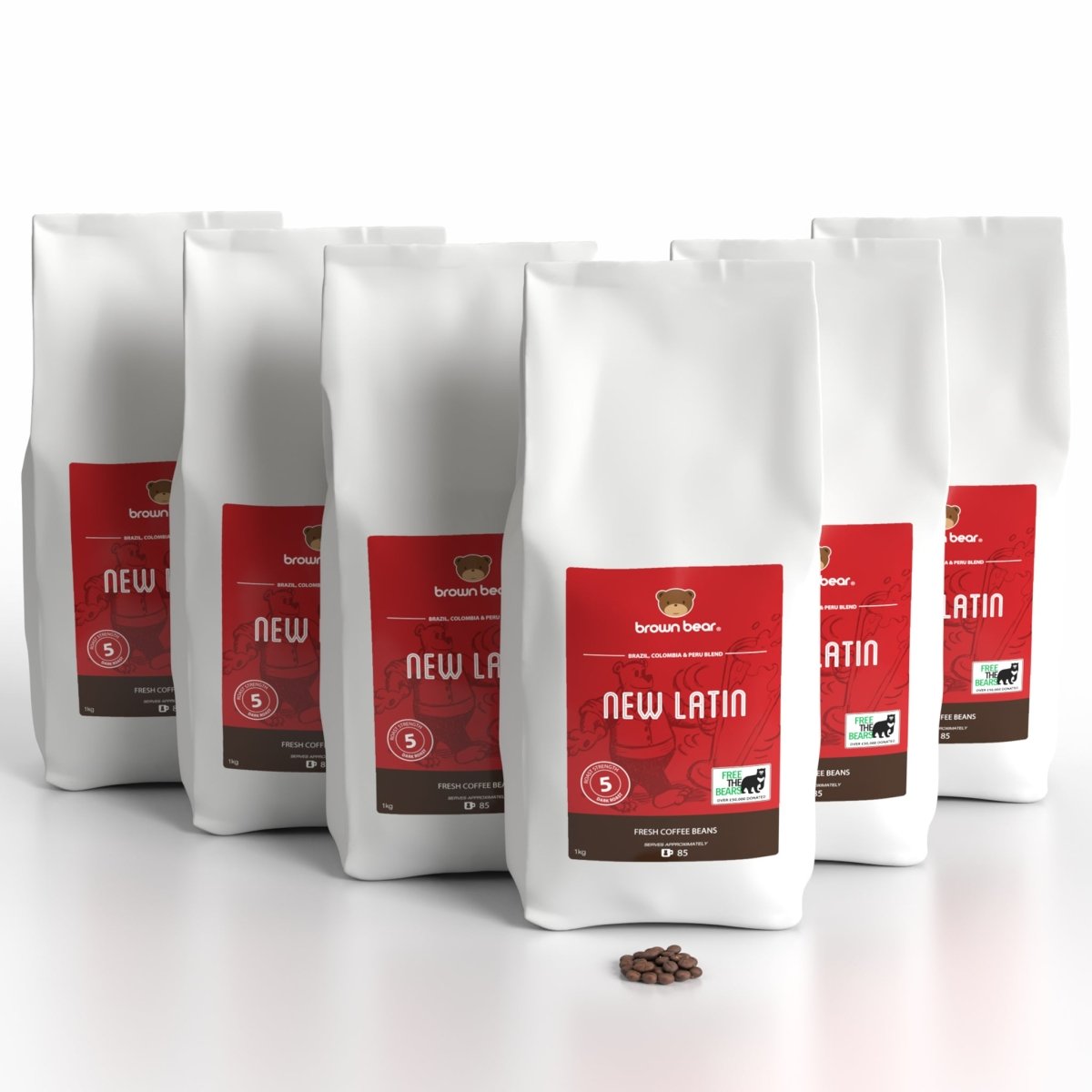 Strong Dark Roast Coffee Case 6x1kg - New Latin - Strength 5 - Brown Bear Coffee