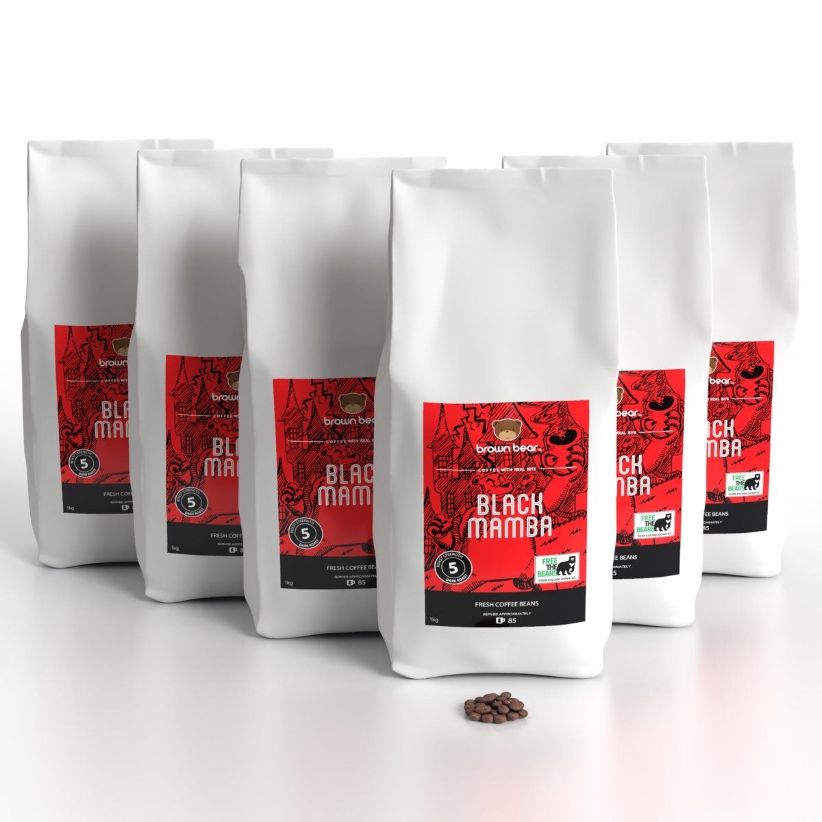 Ultra Dark Roast Coffee Case 6x1kg - Black Mamba - Brown Bear Coffee