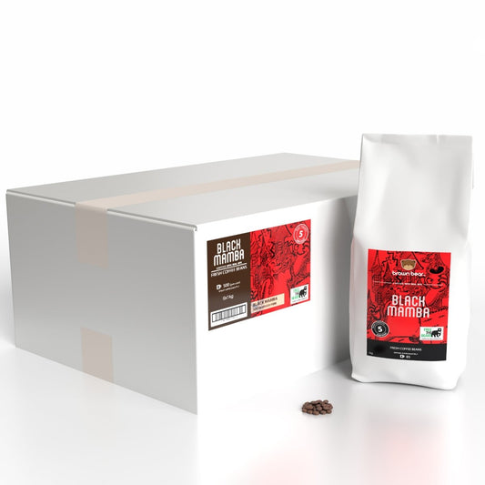 Ultra Dark Roast Coffee Case 6x1kg - Black Mamba - Brown Bear Coffee