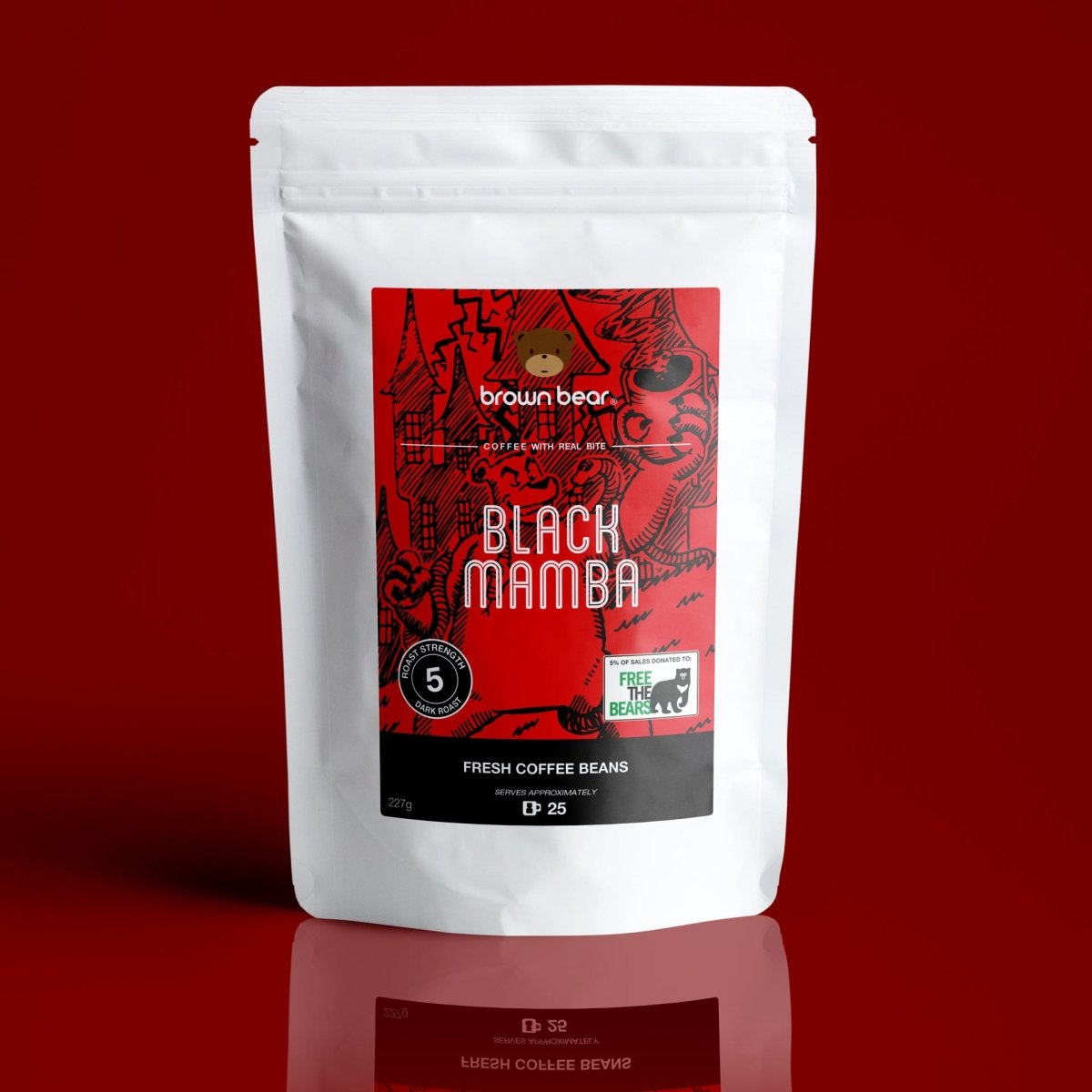 Black Mamba Strong Coffee, Strength 5, Dark Roast - Brown Bear Coffee