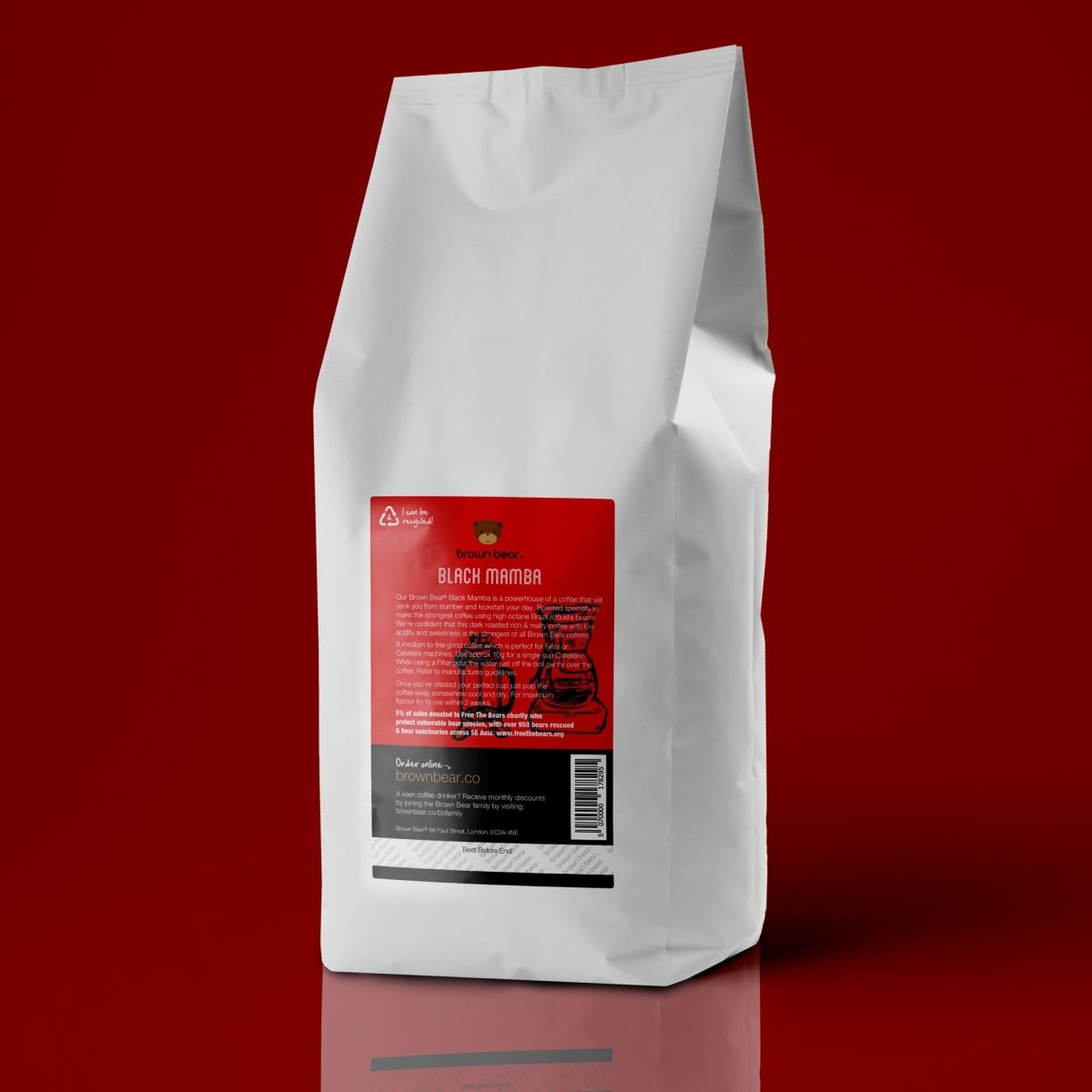 Black Mamba Strong Coffee, Strength 5, Dark Roast - Brown Bear Coffee