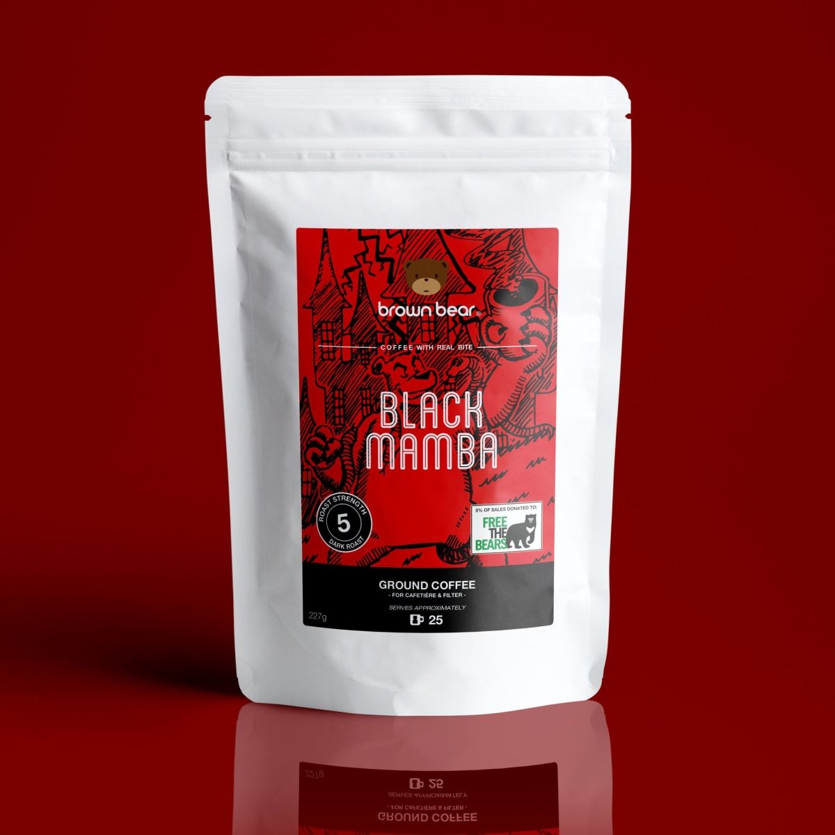 Black Mamba Strong Coffee, Strength 5, Dark Roast - Brown Bear Coffee