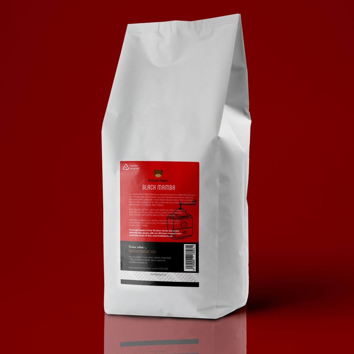 Black Mamba Strong Coffee, Strength 5, Dark Roast - Brown Bear Coffee