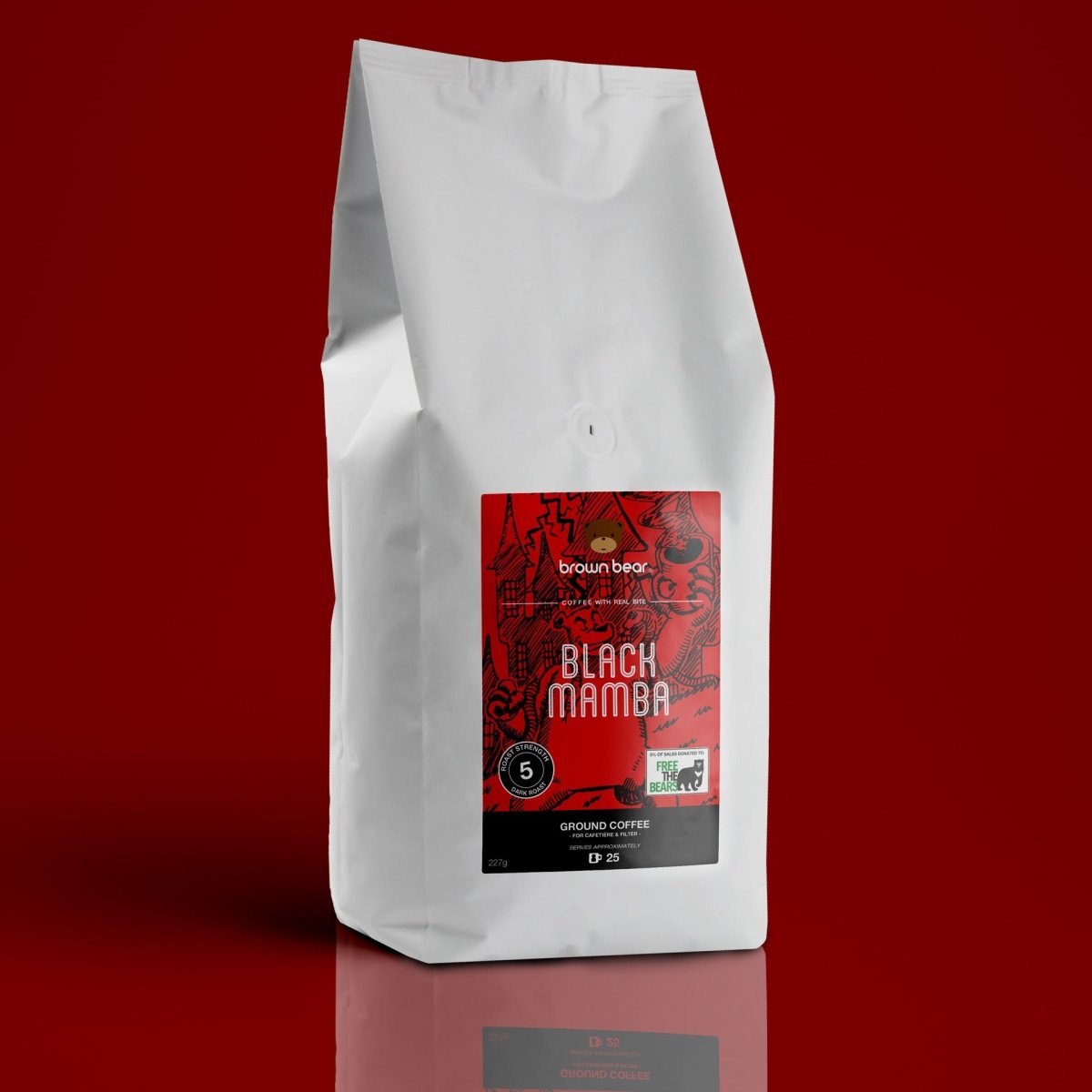 Black Mamba Strong Coffee, Strength 5, Dark Roast - Brown Bear Coffee