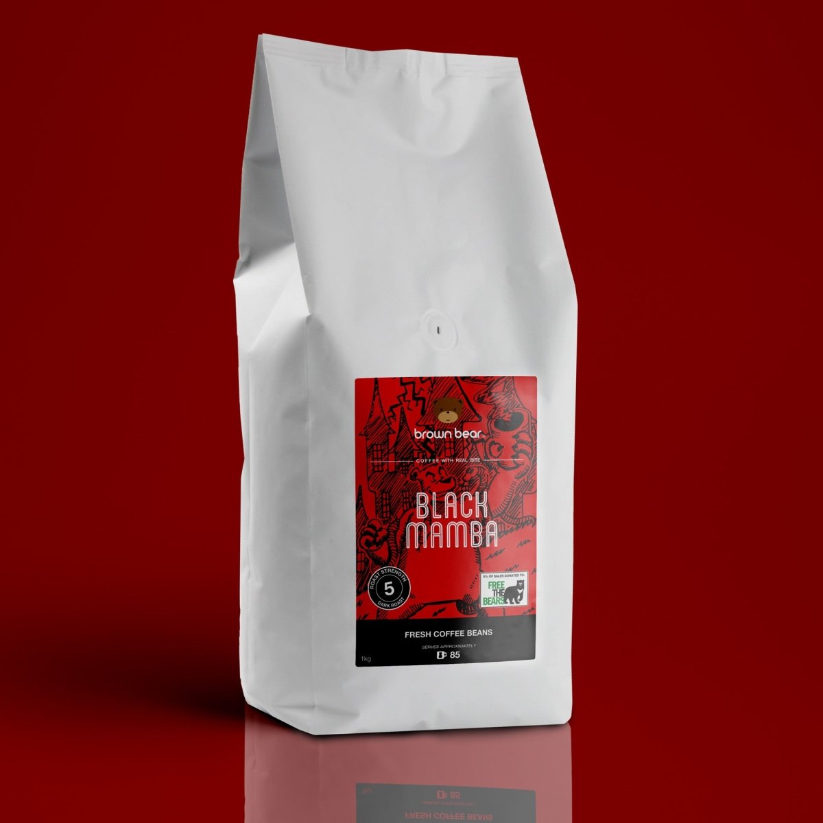 Black Mamba Strong Coffee, Strength 5, Dark Roast - Brown Bear Coffee