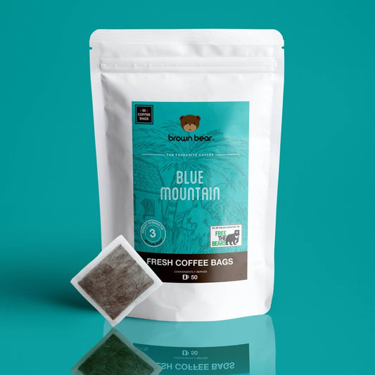 Blue Mountain Coffee Bags, Strength 3, Medium Roast - Brown Bear Coffee