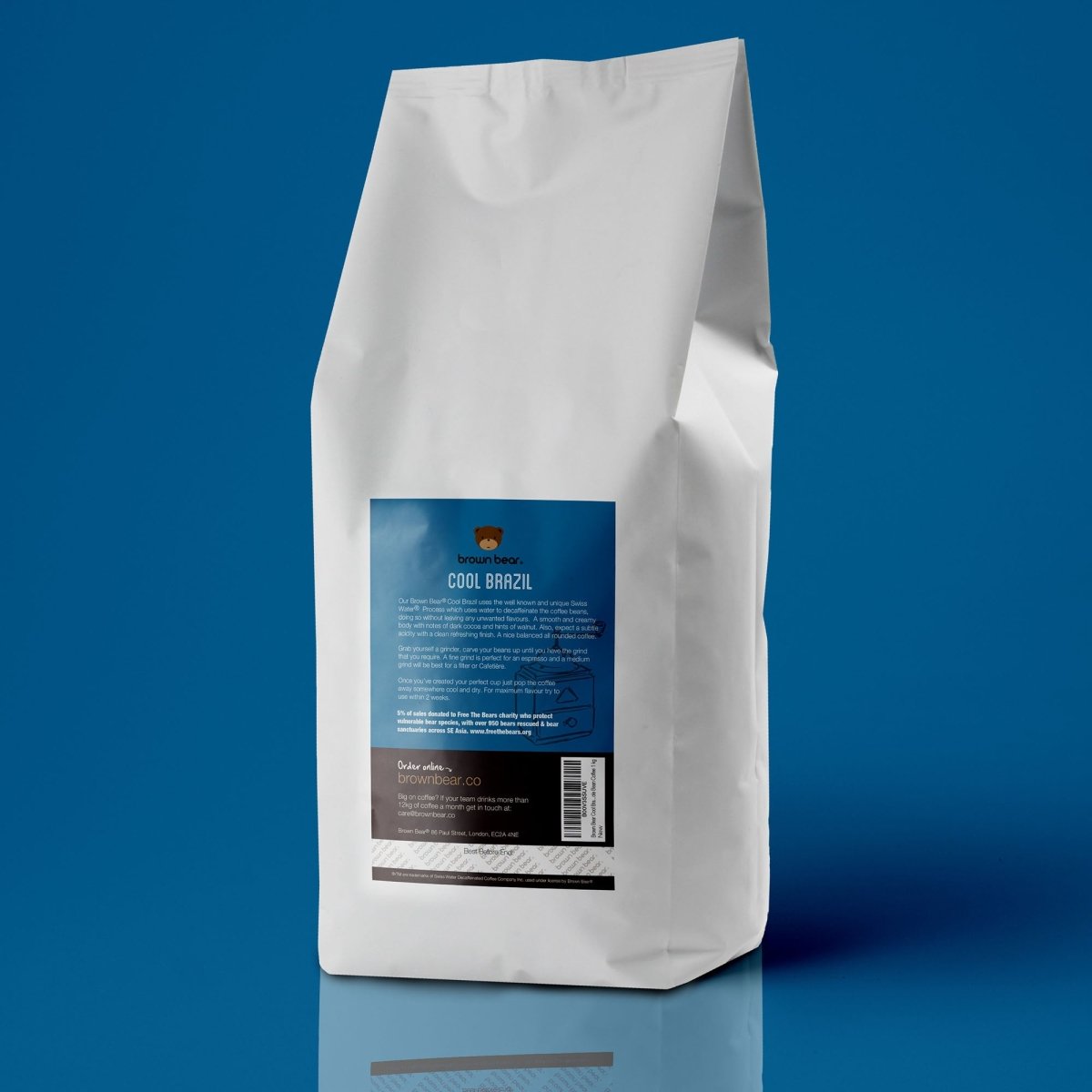 Cool Brazil Swiss Water Decaf Coffee, Strength 3, Medium Roast - Brown Bear Coffee