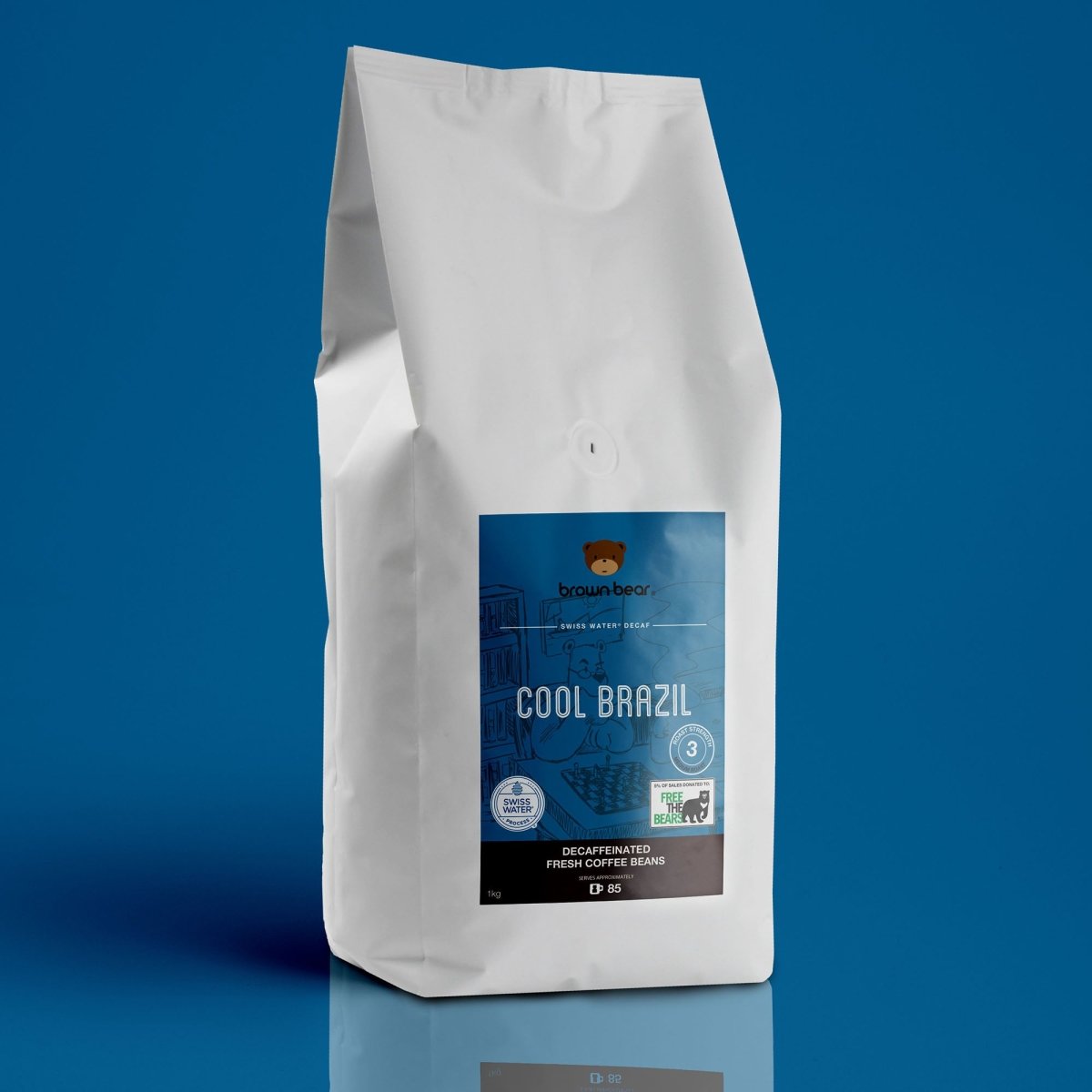 Cool Brazil Swiss Water Decaf Coffee, Strength 3, Medium Roast - Brown Bear Coffee