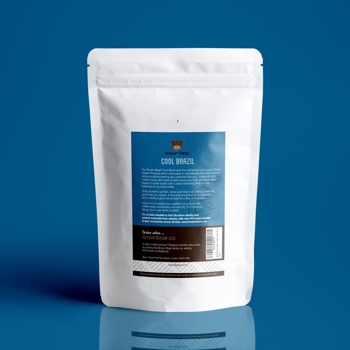 Cool Brazil Swiss Water Decaf Coffee, Strength 3, Medium Roast - Brown Bear Coffee