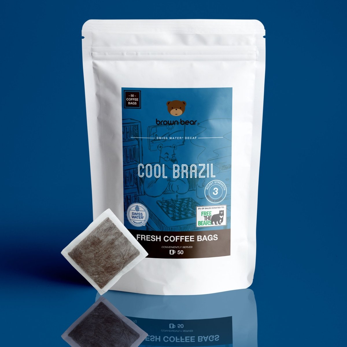 Cool Brazil Swiss Water Decaf Coffee, Strength 3, Medium Roast - Brown Bear Coffee