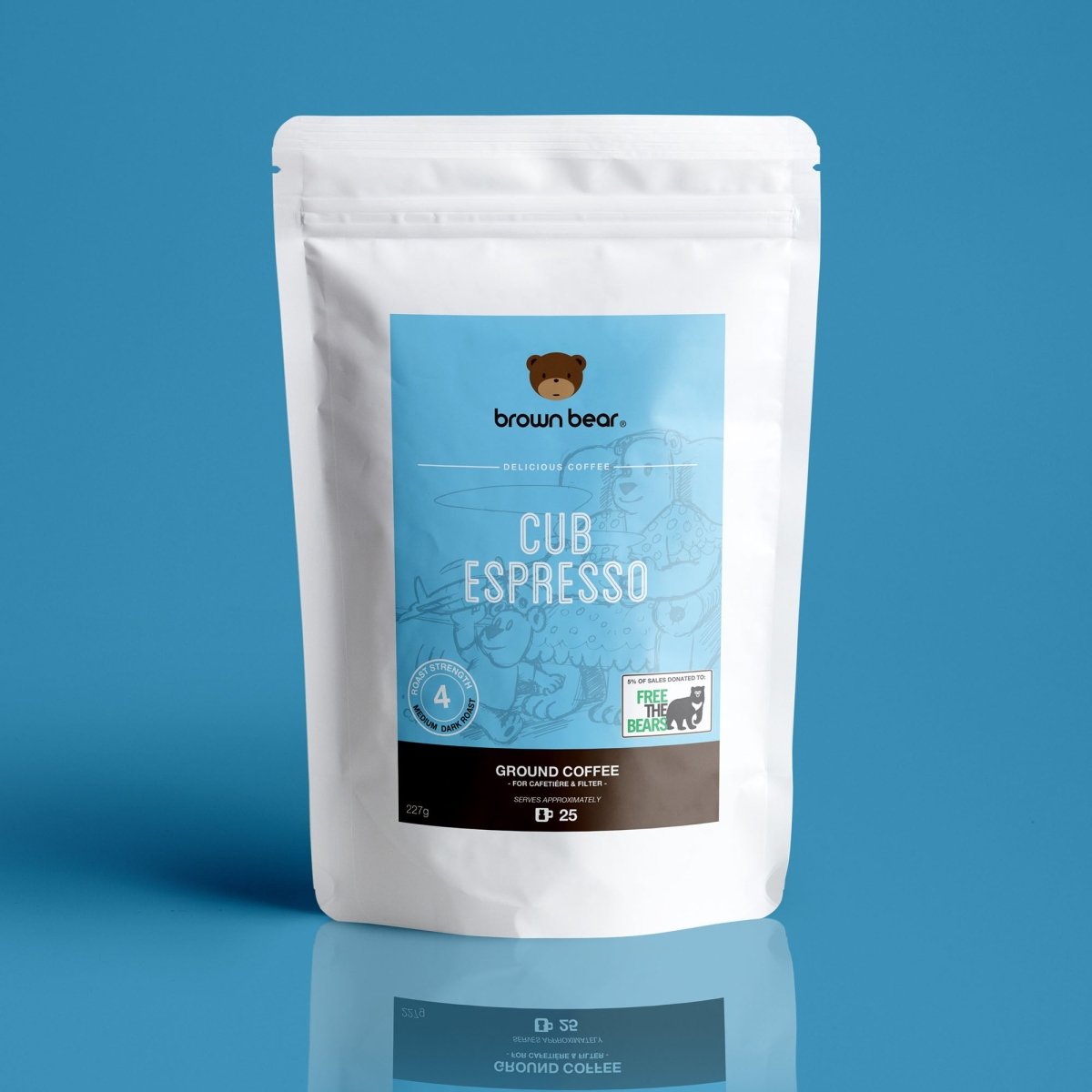 Cub Espresso Coffee, Strength 4, Medium Dark Roast - Brown Bear Coffee