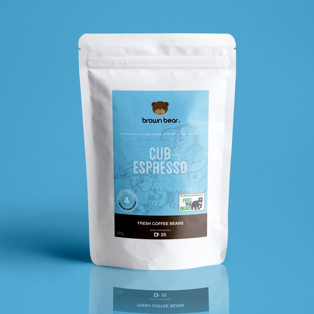Cub Espresso Coffee, Strength 4, Medium Dark Roast - Brown Bear Coffee