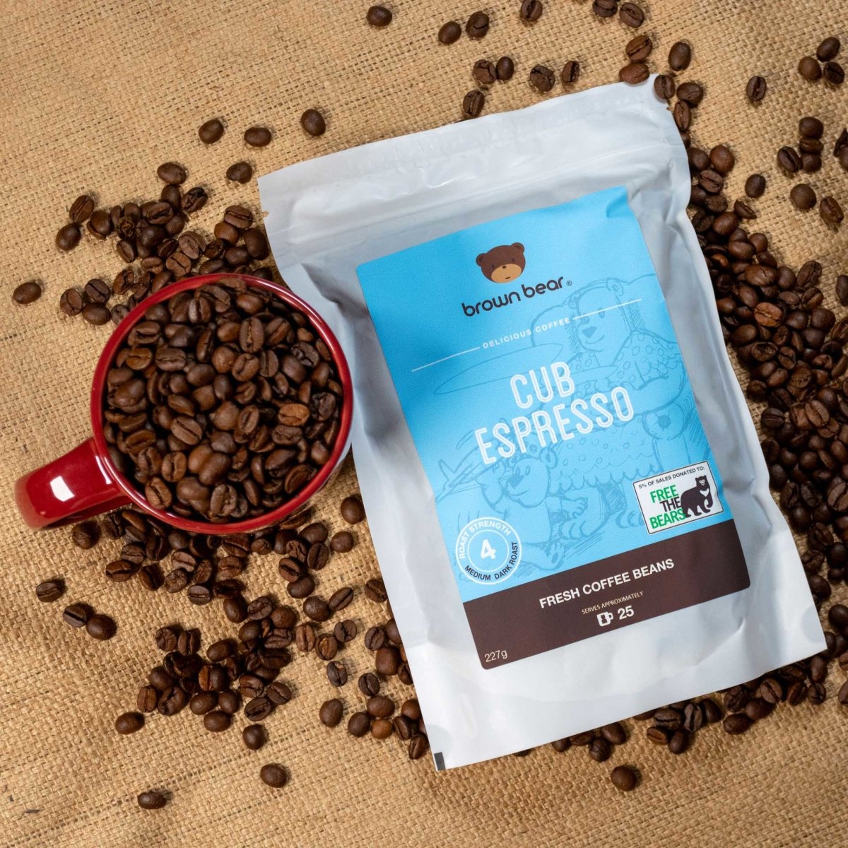 Cub Espresso Coffee, Strength 4, Medium Dark Roast - Brown Bear Coffee