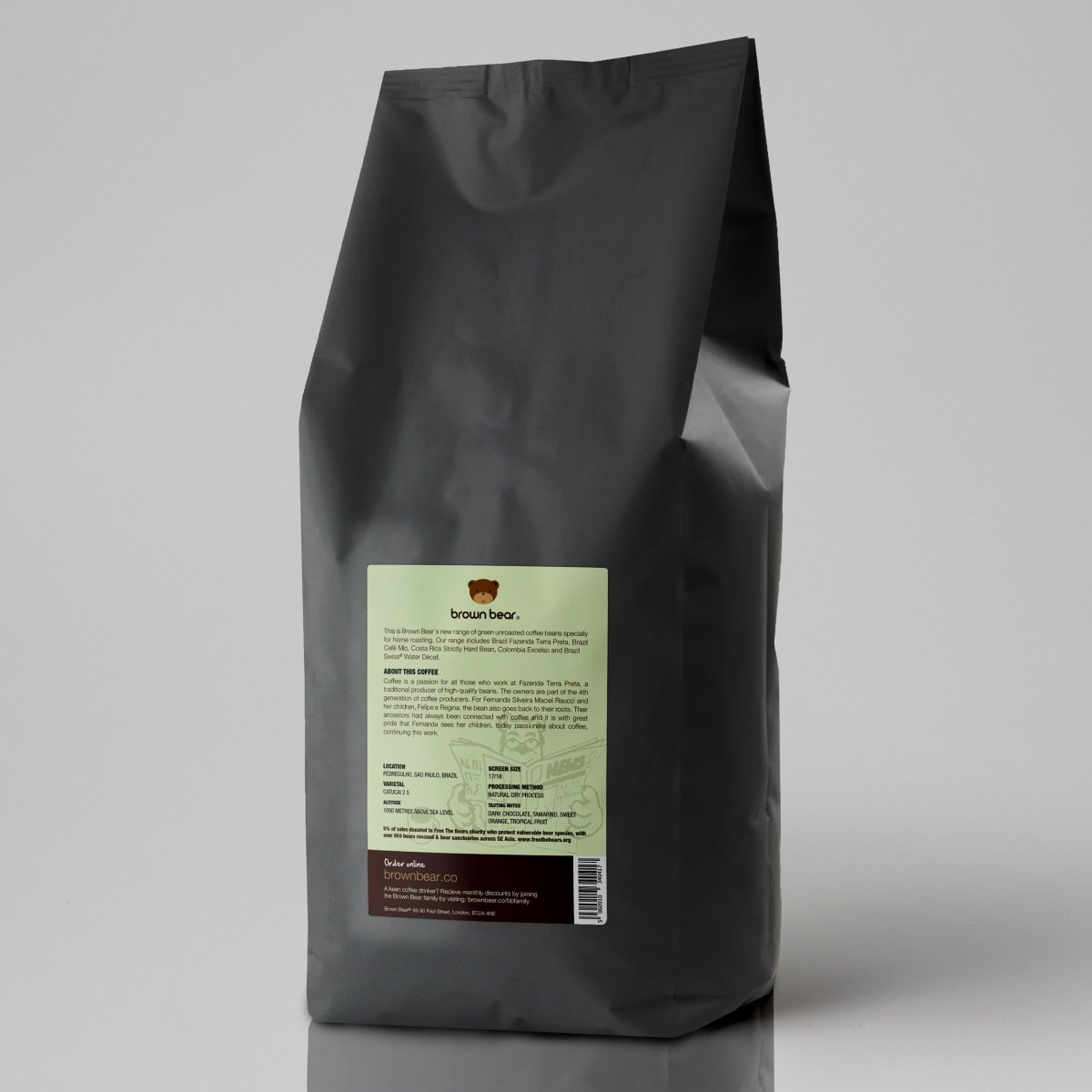 Green Unroasted Coffee Beans | Brazil Fazenda | For the Home Roaster, 1kg - Brown Bear Coffee