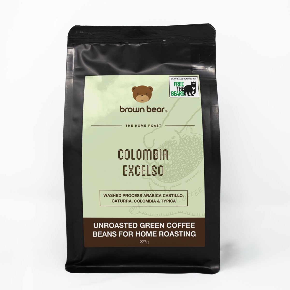 Green Unroasted Coffee Beans | Colombia Excelso | For the Home Roaster, 227g - Brown Bear Coffee