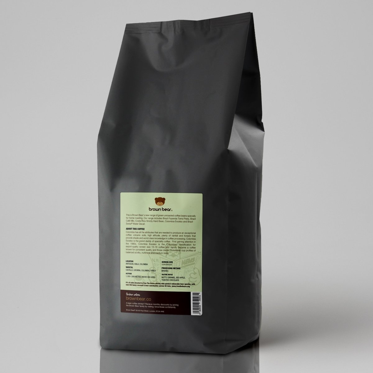Green Unroasted Coffee Beans | Colombian Excelso | For the Home Roaster, 1kg - Brown Bear Coffee