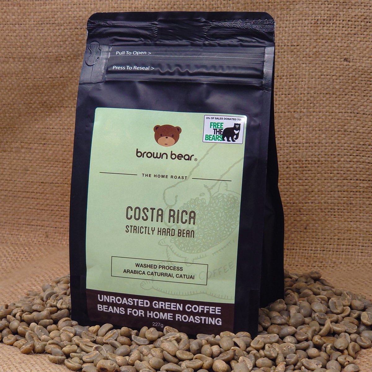 Green Unroasted Coffee | Costa Rica | For Home Roasters, 227g - Brown Bear Coffee