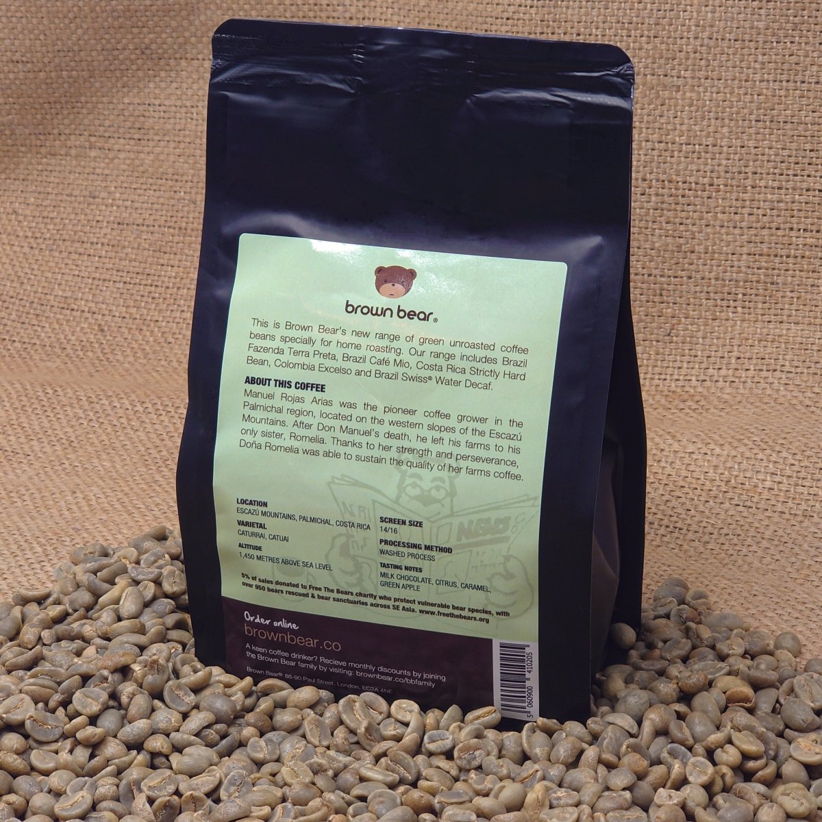 Green Unroasted Coffee | Costa Rica | For Home Roasters, 227g - Brown Bear Coffee