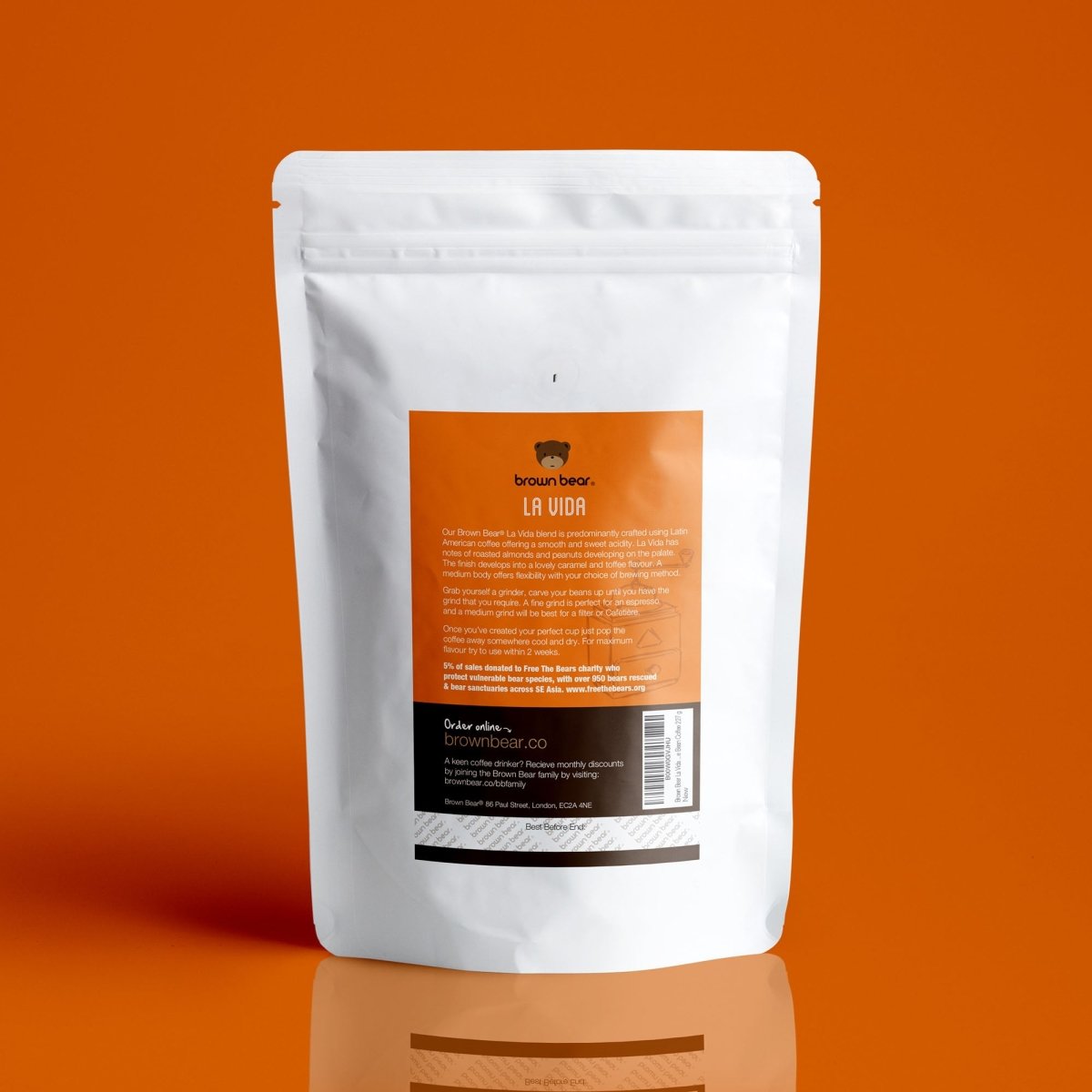 La Vida Espresso Coffee, Strength 4, Medium Dark Roast - Brown Bear Coffee