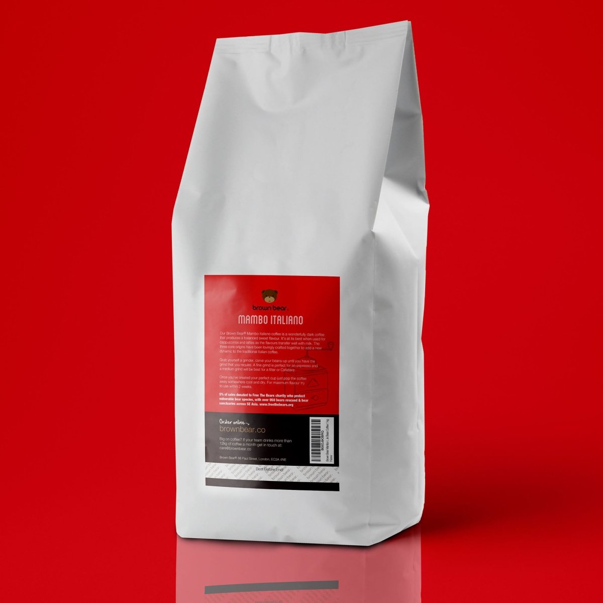 Mambo Italiano Espresso Coffee, Strength 5, Dark Roast - Brown Bear Coffee