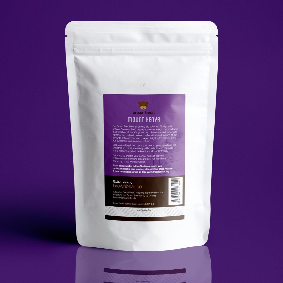 Mount Kenya Coffee, Strength 3, Medium Roast - Brown Bear Coffee