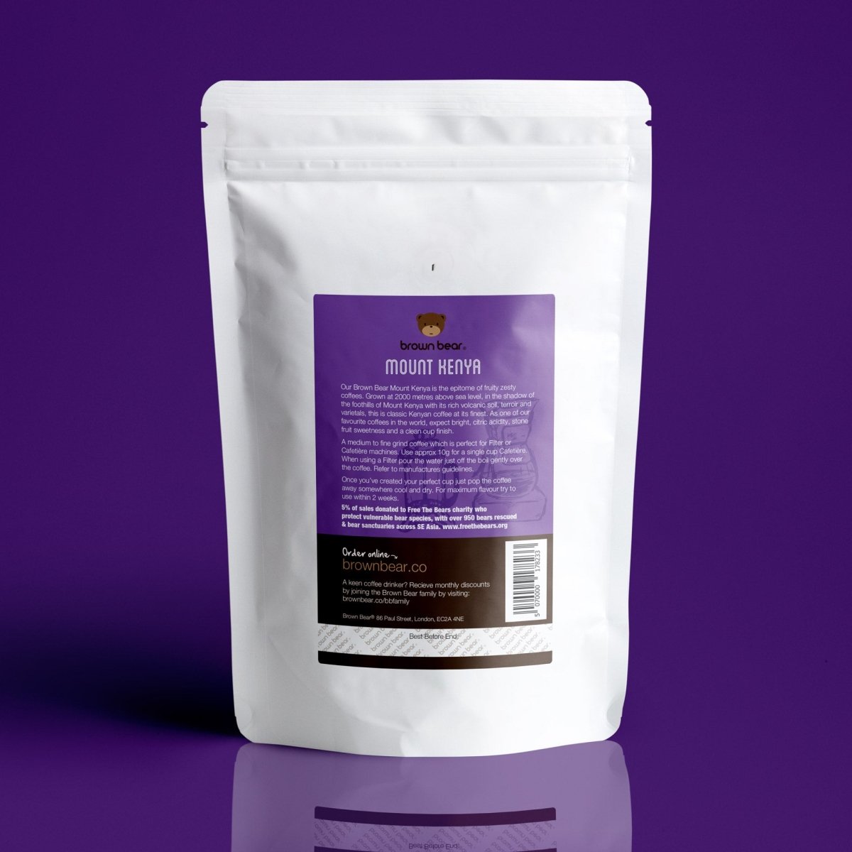 Mount Kenya Coffee, Strength 3, Medium Roast - Brown Bear Coffee