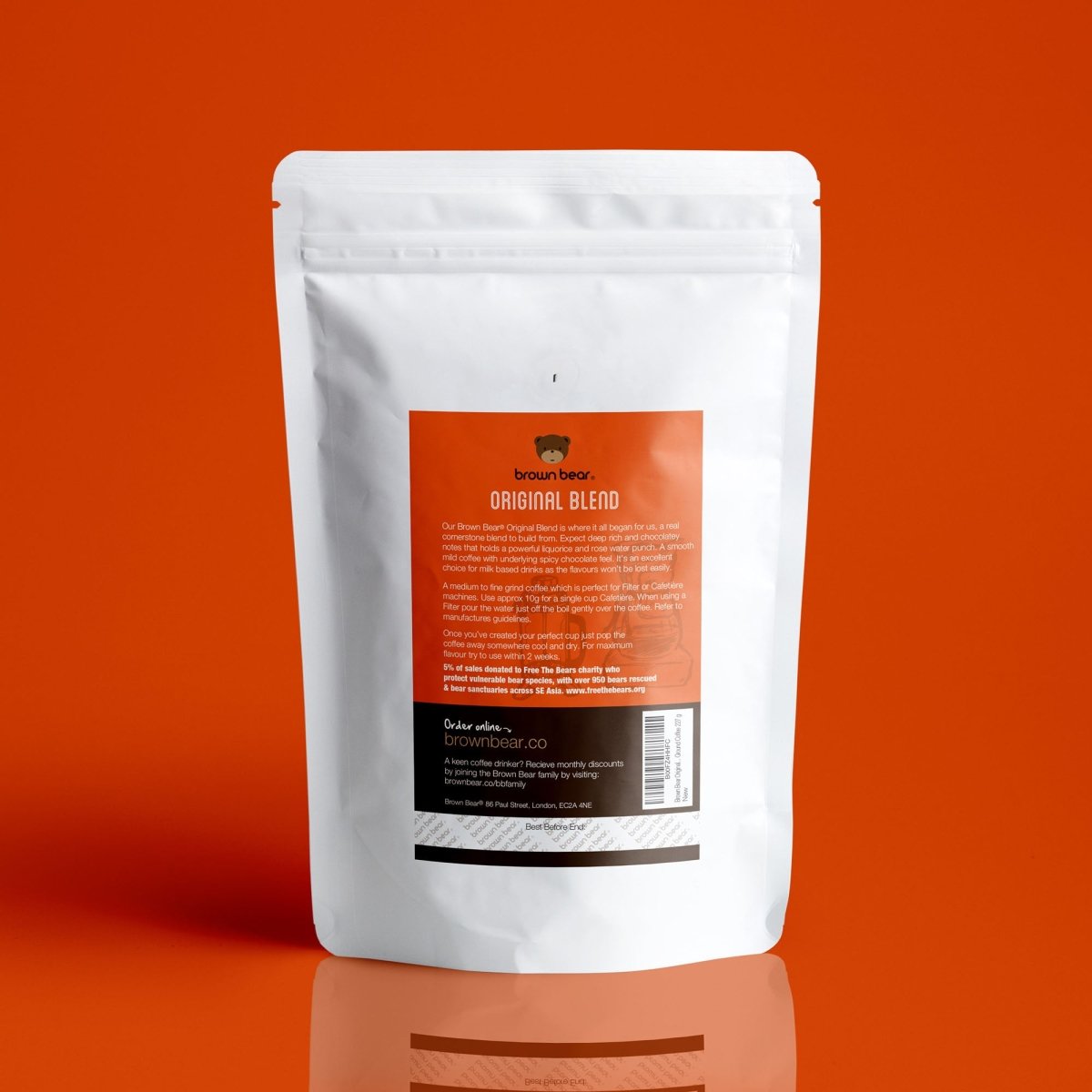 Original Blend Espresso Coffee, Strength 4, Medium Dark Roast - Brown Bear Coffee