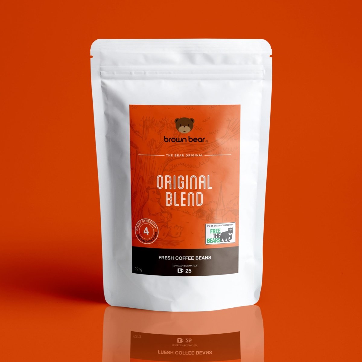 Original Blend Espresso Coffee, Strength 4, Medium Dark Roast - Brown Bear Coffee