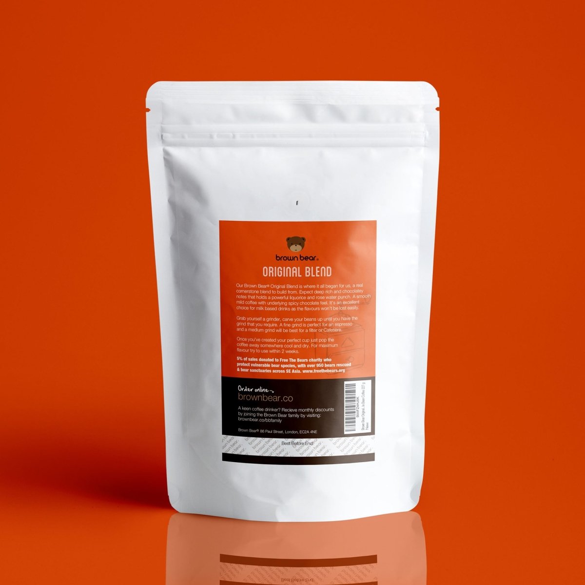 Original Blend Espresso Coffee, Strength 4, Medium Dark Roast - Brown Bear Coffee