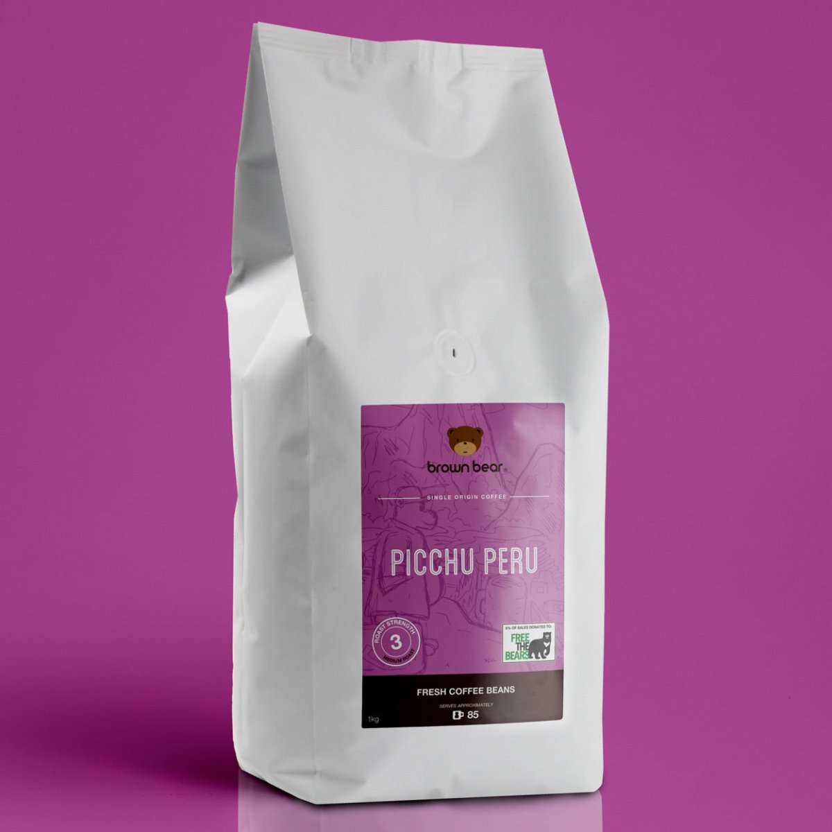 Picchu Peru Coffee, Strength 3, Medium Roast - Brown Bear Coffee