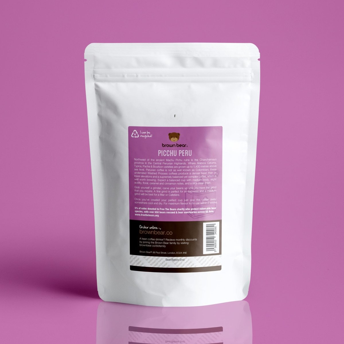 Picchu Peru Coffee, Strength 3, Medium Roast - Brown Bear Coffee