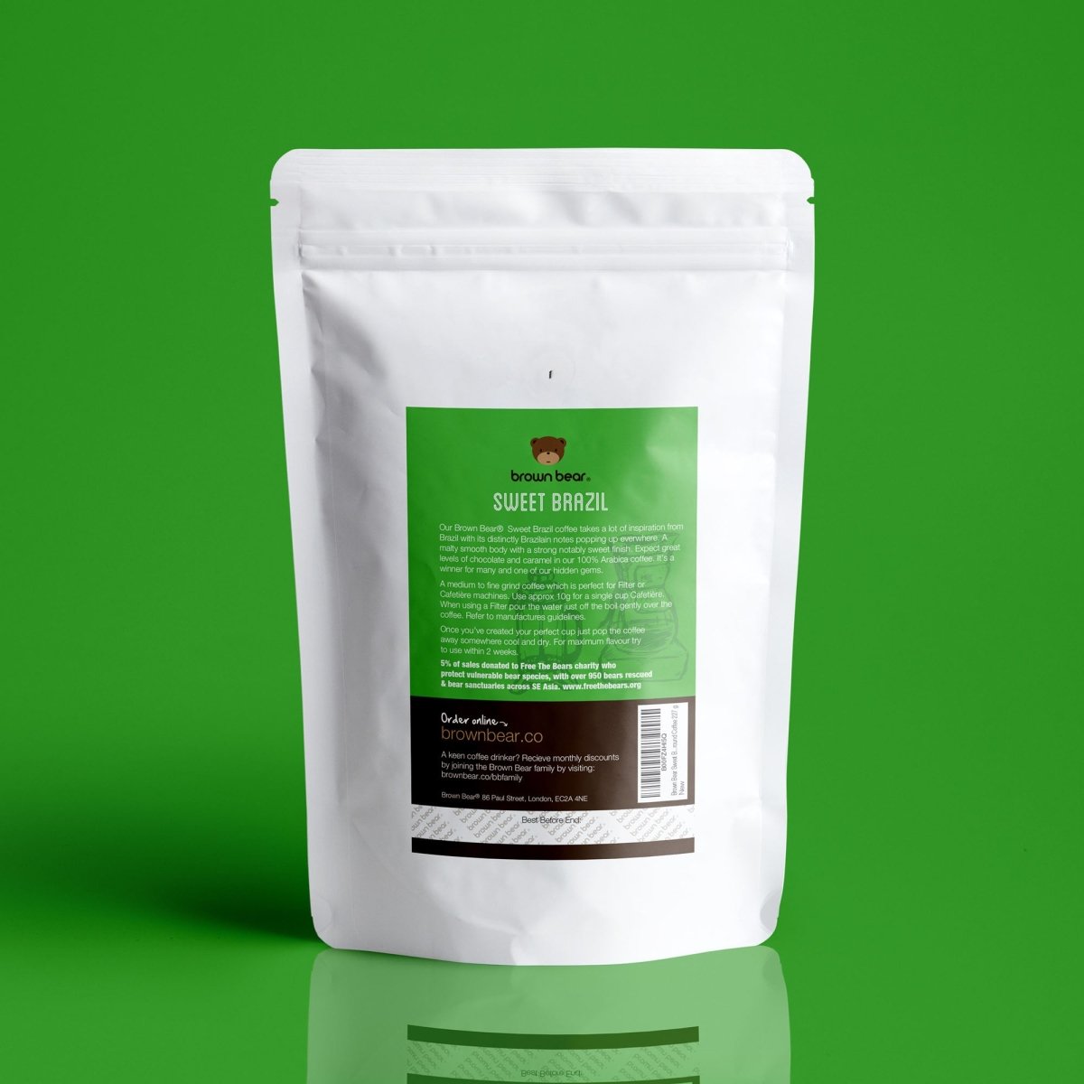 Sweet Brazil Coffee, Strength 2, Medium Roast - Brown Bear Coffee