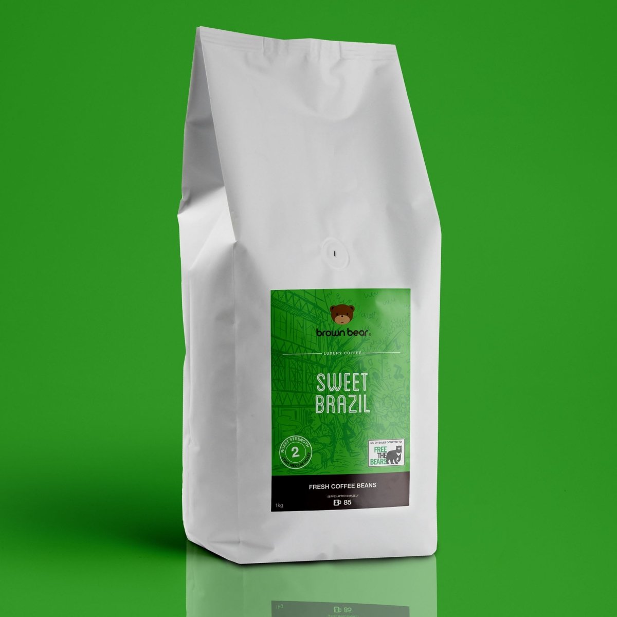 Sweet Brazil Coffee, Strength 2, Medium Roast - Brown Bear Coffee